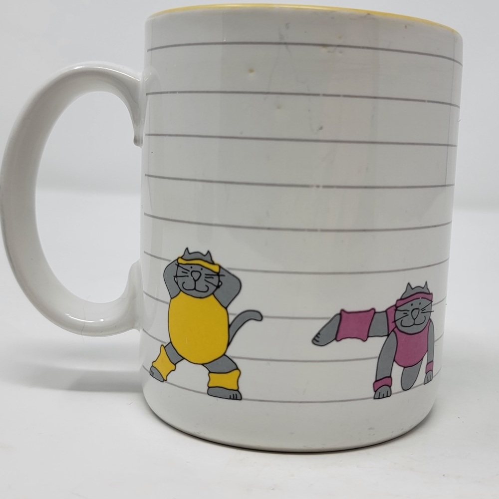 Vintage Cats Coffee Kittens Exercising Aerobics Funny Cats Coffee Mug Cute Cat